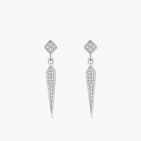 Ailmay 925 Sterling Silver Simple Geometric Shape Stud Earrings Sparkling CZ Luxury for Women Classic Wedding Statement Jewelry