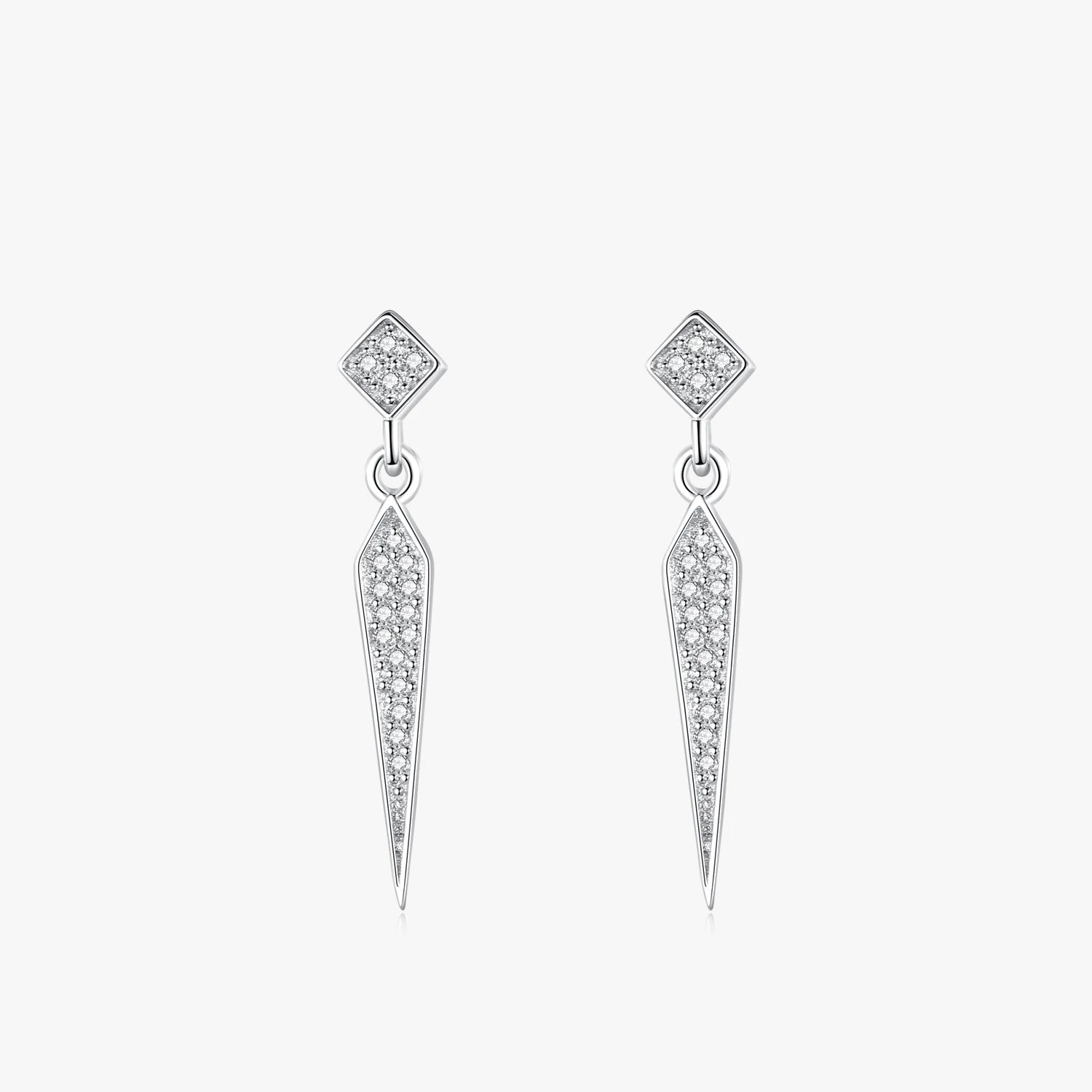 Ailmay 925 Sterling Silver Simple Geometric Shape Stud Earrings Sparkling CZ Luxury for Women Classic Wedding Statement Jewelry