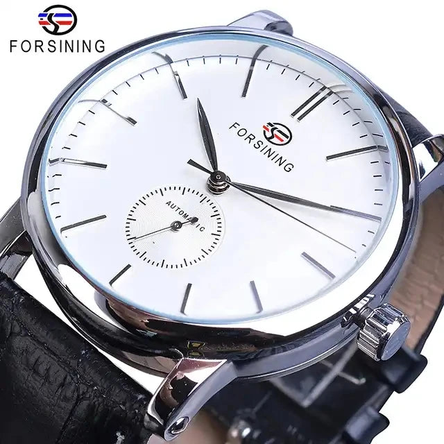 Forsining New Men Casual Mechanical Watches Minimalism Ultra Thin New Fashion Genuine Leather Strap Business Sports Wristwatch