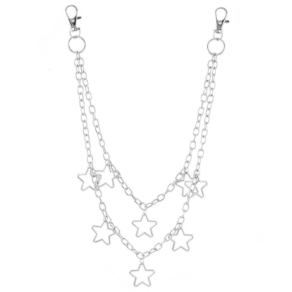 New Style Men Women Metal Body Jewelry Waist Chain Pants Jeans Chain Accessories Cool Versatile Charm Stars Party
