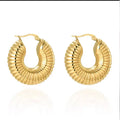 Hollow Out Chunky Hoop Earring 18K Gold Plated Stainless Steel Jewelry Water Proof Gold Hoop Earrings