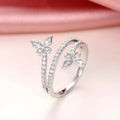CAOSHI Ins Shiny CZ Cubic Zirconia Three Lines Jewelry Women Silver Plated Copper Delicate Diamond Cute Double Butterfly Rings