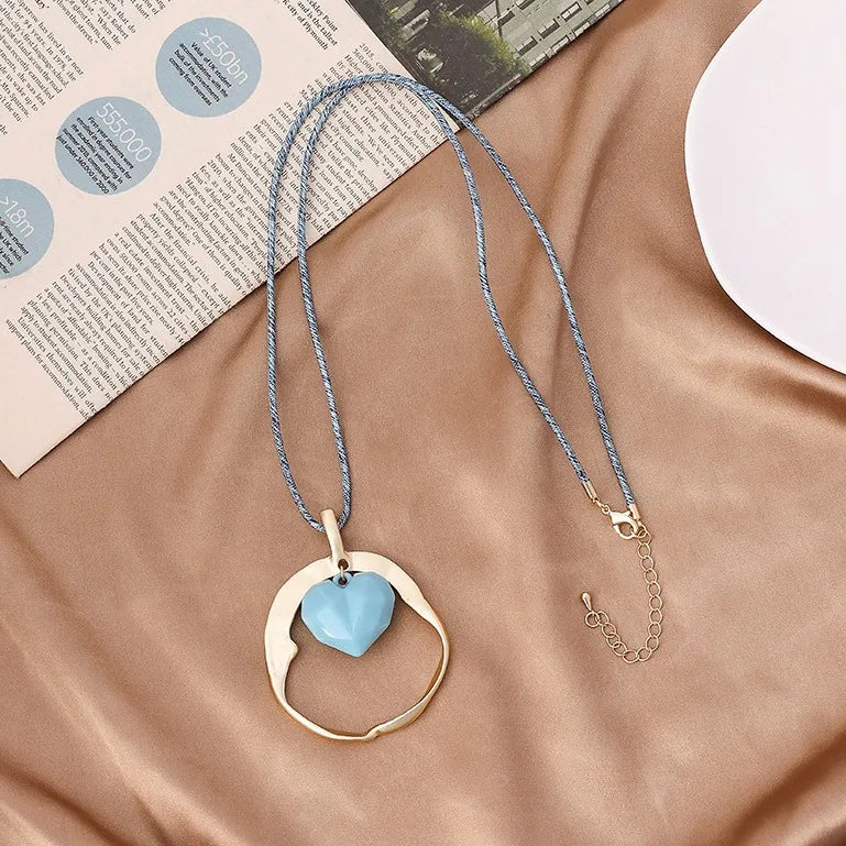 TongLing Necklace New Long High-end Round Alloy Pendant Women's Large Ring Pendant Necklace