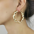 Unique High Quality 50mm Matte Gold Plated Punk Style Big Screw Twisted Hoop Earrings Women Party