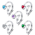 New Brass Silver Plated Hug Ring Women Men Colorful Crystal I Love You Forever Adjustable Hugging Hands Open Promise Ring