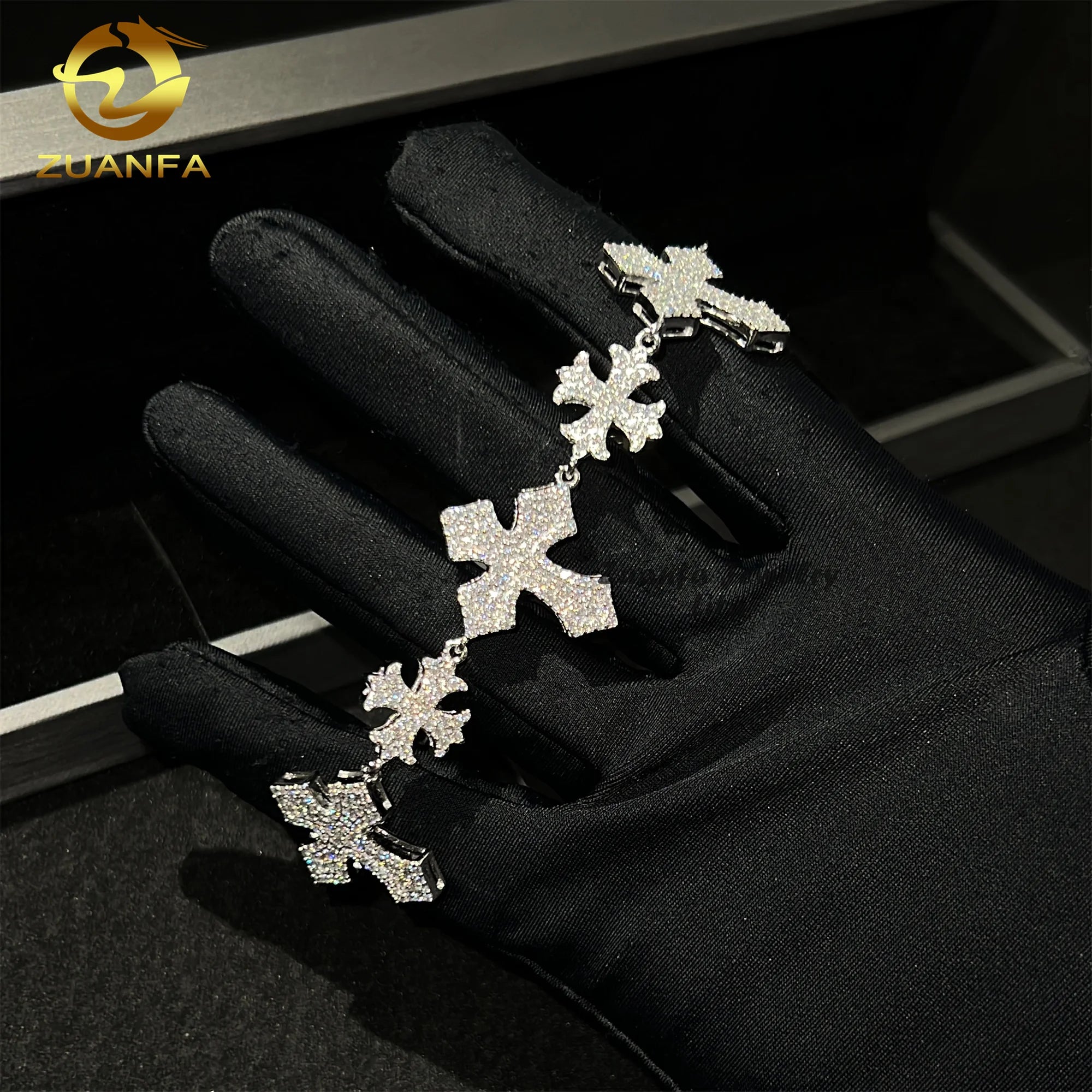 New Arrivals Fashion Popular Resizable Cross Infinity Hip Hop Style 925 Silver Women Men Moissanite Bracelet