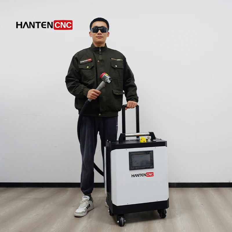 Fast Delivery HANTENCNC Oxide Scale Laser Air Cooled 200W 300W Pulse Cleaning Laser Cleaning Machine in Metal