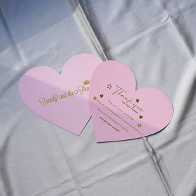 Custom Gold Stamping logo Printed Heart Shape Boutique Business Cards Wedding Invitation Thank You Cards for Small Business