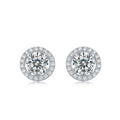 Fine Jewelry Sterling Silver Round Cut Diamond Earrings White Gold Color Moissanite Diamond Stud Earrings for Women