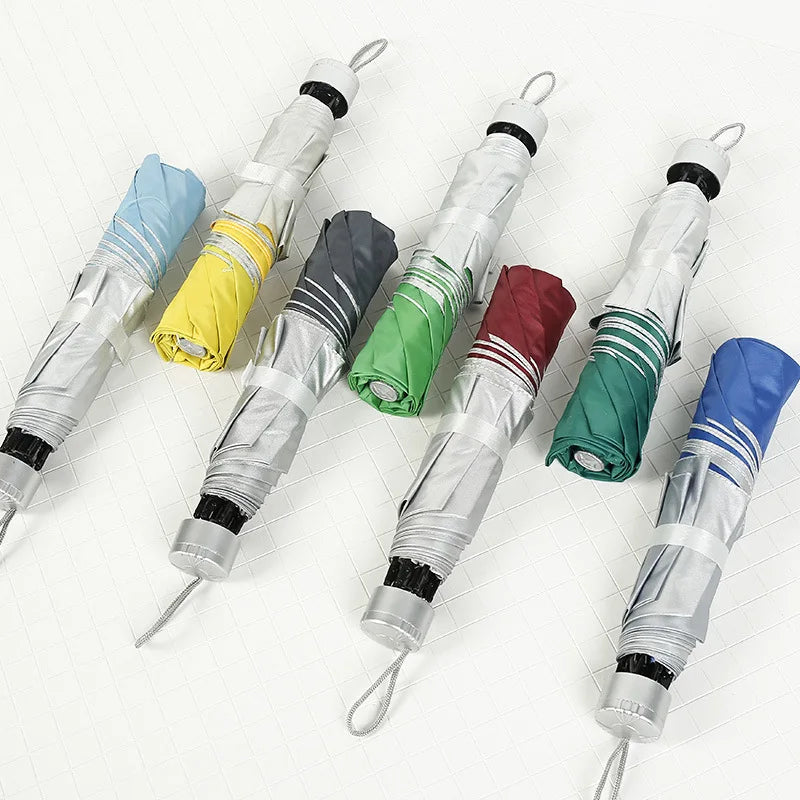 Factory Direct Sales Cheap Silver Coat Rain Three Folding Manual Umbrella