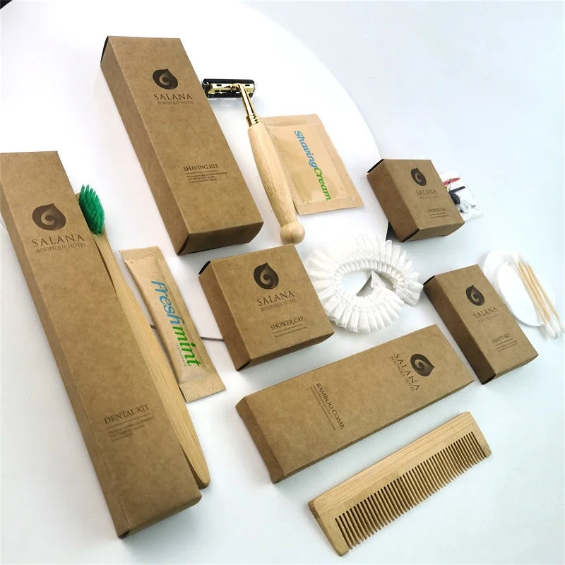 ECO Friendly Disposable Slippers Bamboo Toothbrush Wooden Comb Biodegradable Hotel Bathroom Amenities