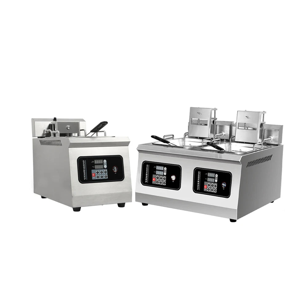 1/2 Tank 14L 28L Program Automatic Lift Electric Oil Fryer Commercial Chicken Open Deep Fryer Time Temperature Control