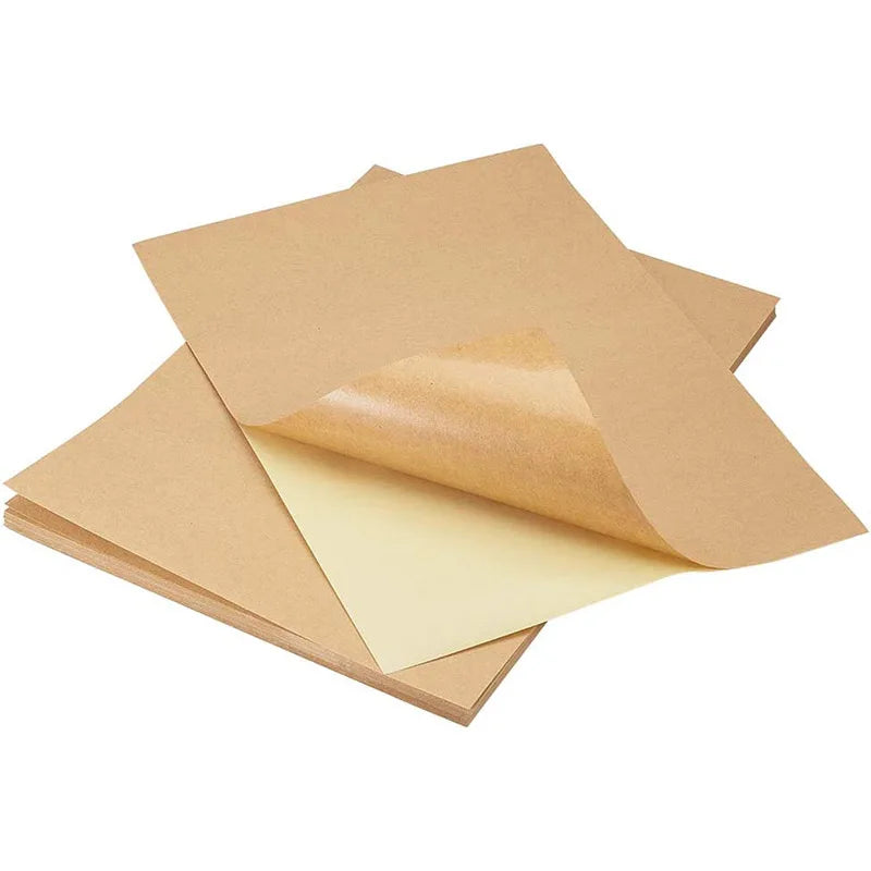 Custom Self-Adhesive A4 Sheet Label Sticker Writable and Printable Brown Kraft Paper for Laser Inkjet Printer