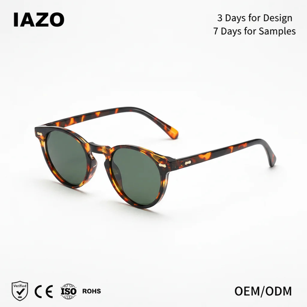 Polarized Retro Round Frame Sunglasses Unisex Bones Rice Studded Anti Blue Light PC UV400 Eyeglasses Gafas De Sol De