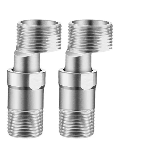 304 Stainless Steel Lengthened Curved Foot Shower Faucet Corner Retractable Rotary Corner Intake Screw Carton Packaging Hardware