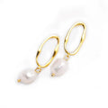 New  Dangling Hoop Earrings Baroque Irregular 925 Sterling Silver Freshwater Pearl Earrings Gold Earrings