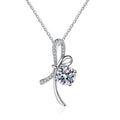 S925 Sterling Silver Bow Moissanite Necklace Classic Chain Style With Silver Plating for Wedding Engagement Classic Elegant
