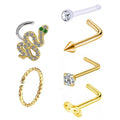 Gaby Stainless Steel Body Jewelry Set Rhodium Plated Butterfly Heart Nose Pin with Snake L Bend Stud for Gift