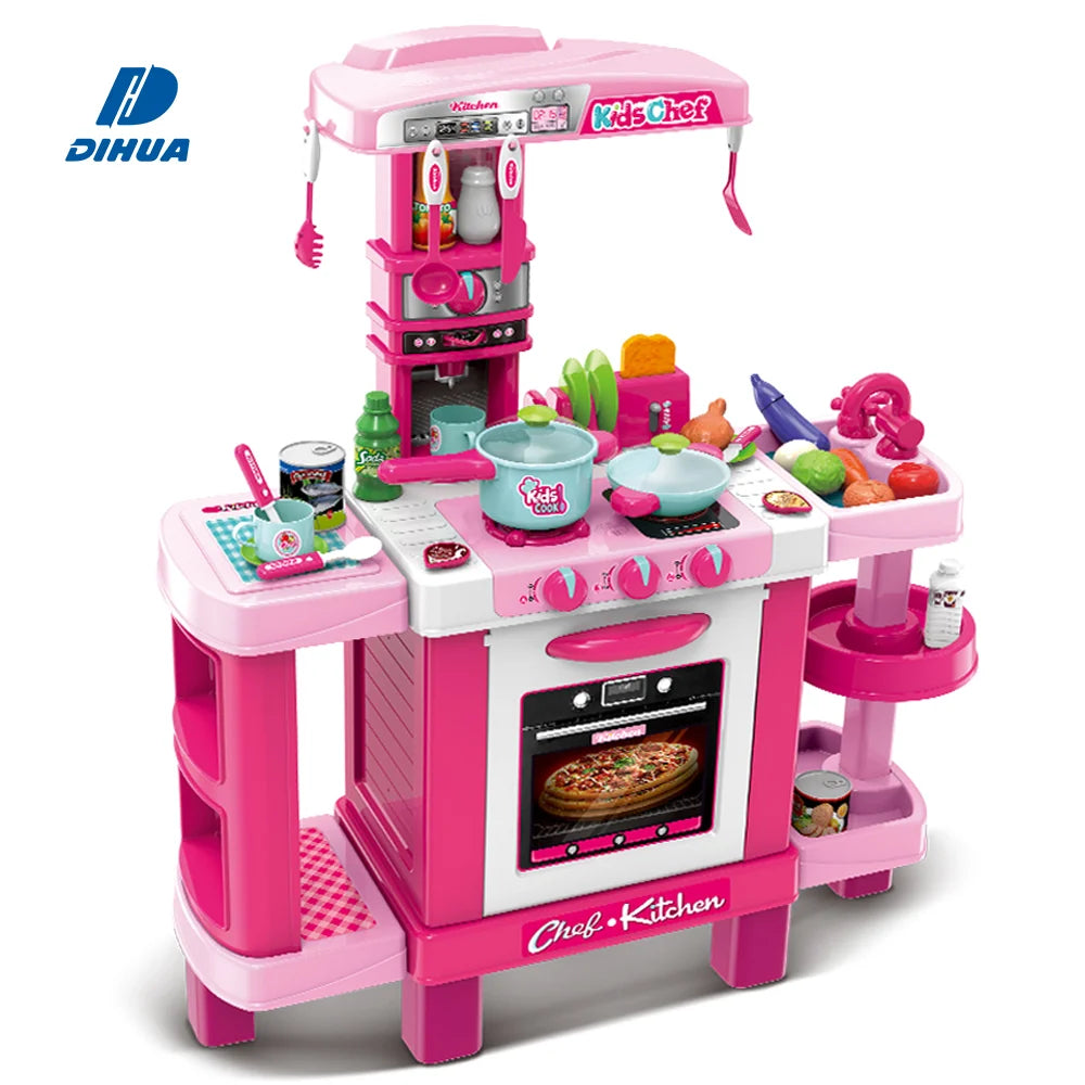 Kids Pretend Play Kitchen Playsets Toy With Realistic Lights & Sounds   Boys and Girls Kitchen Toy Cooking Tools