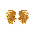 Vintage Gold-Plated Metal Pearl Flower Stud Earrings New Exaggerated Chunky Statement Jewelry for Women and Girls