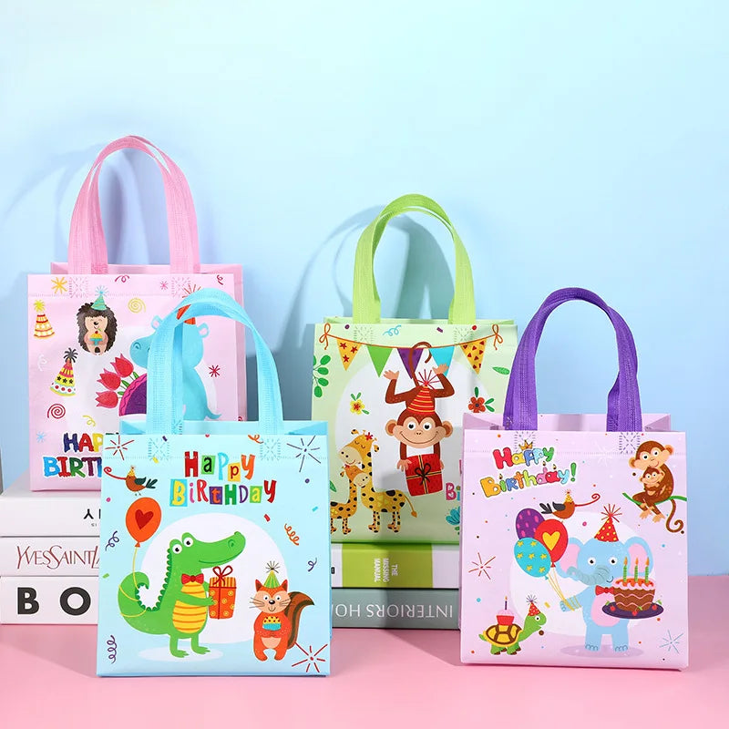 Cross Border Happy Birthday Cartoon Animals Children's Gift Tote Bag-Portable Waterproof Non-woven Fabric 22x23x11CM