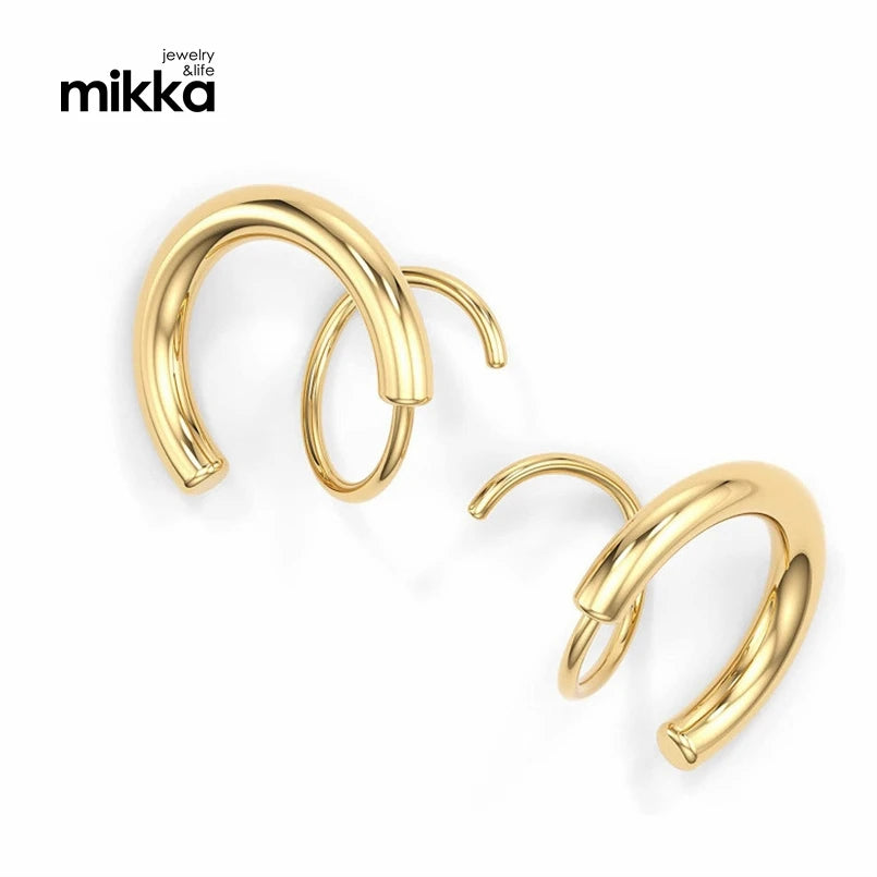 18k Gold Silver Plated Stainless Steel Stud Earrings Helix Hoop Earrings Unique Double Hoop Twist Spiral Cuff Earrings