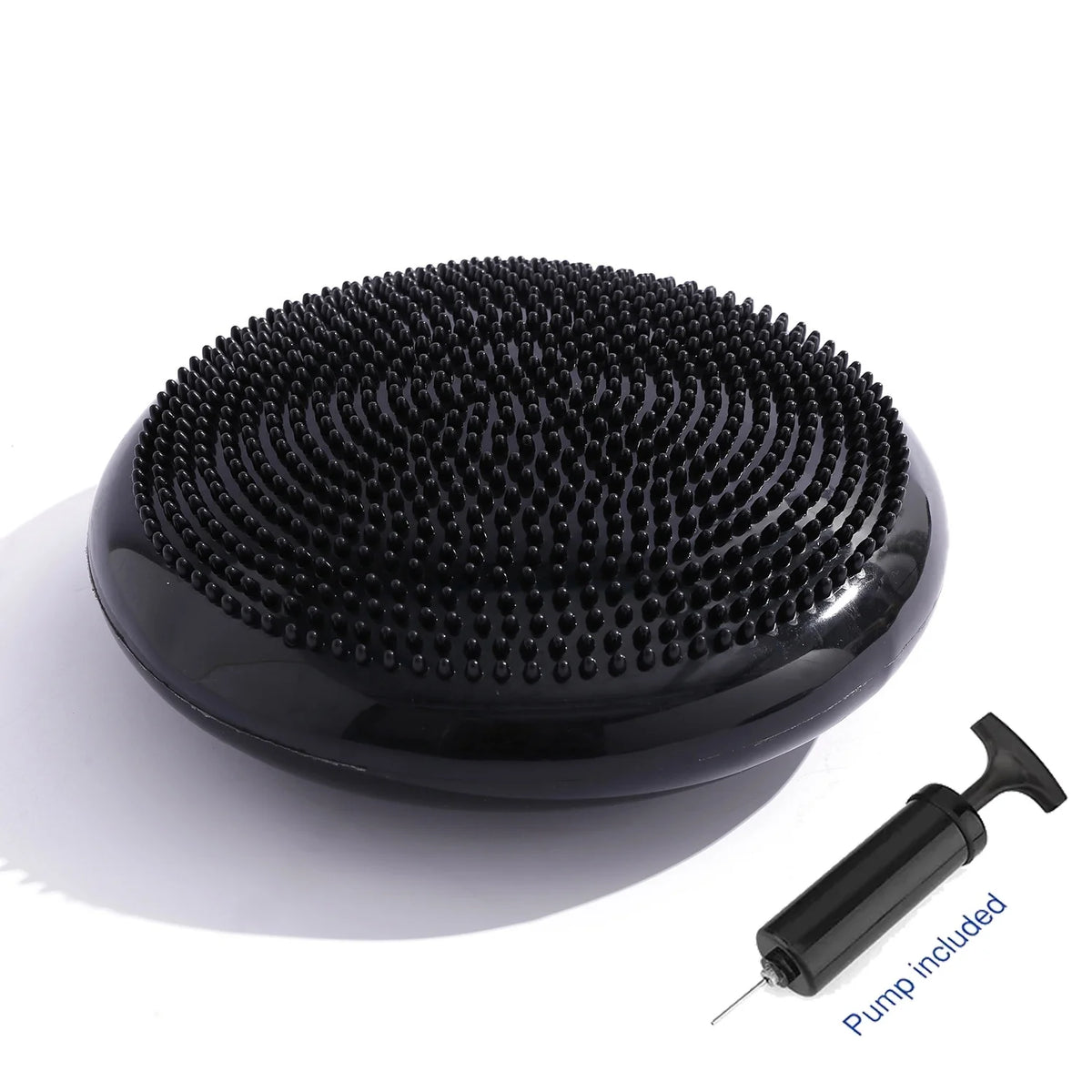 Black Pilates PVC Inflatable Balance Cushion with Pump Durable Fitness Exercise Yoga Disc Air Stability Wobble