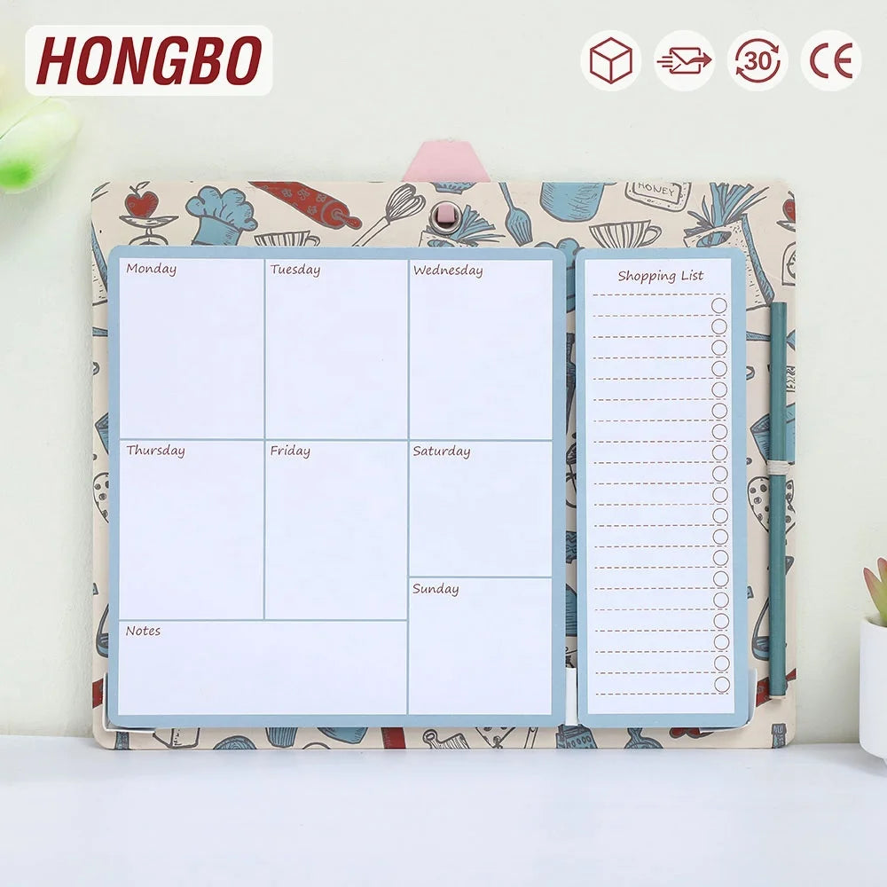 Hot Selling 6x9 Inches Undated Magnetic Notepad Weekly Daily Planner 60 Page Printed Leather Paper Plastic