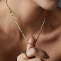 Minimal Fashion 18k Gold Plated Stainless Steel Natural Green Malachite Tarnish Free Twist Rope Chain Necklace