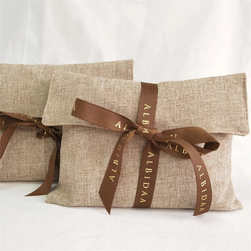 BSCI Custom Jute Envelope Bag Jewelry Gift Bag Ecological Environmental Protection Recyclable Jute Dust Bag Custom Logo Printing