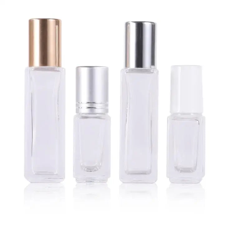 High Grade 3ml 8ml Thick Roll-on Bottle Perfume Roll-on Bottle Transparent square Shape Portable Sub-bottling Bottle