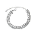 Temperament Wind Design Titanium Steel 18 K Gold Plated Double Layer Exaggerated Zircon Chain Irregular Bracelet for Women