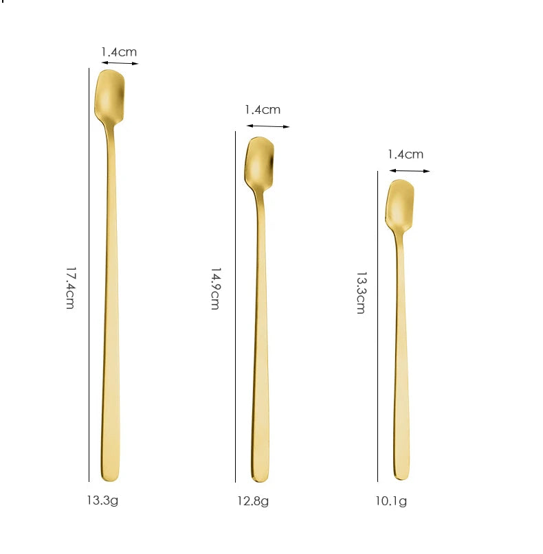 8-Inch Long Handle Stainless Steel Gold Mixing Spoon for Tea and Dessert for Giveaways