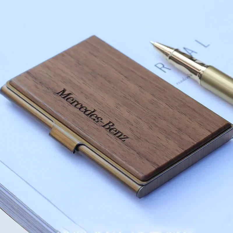 Free Engraving Wood Eco-Friendly Safe Classic Style Professional Business Card Holder Pocket Personalization Customized Business