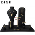 DIGU Premium Black Luxury Customizable Microfiber Jewelry Display Stand & Set Elegant Window Display for Jewelry Retail Shops MegaBDM