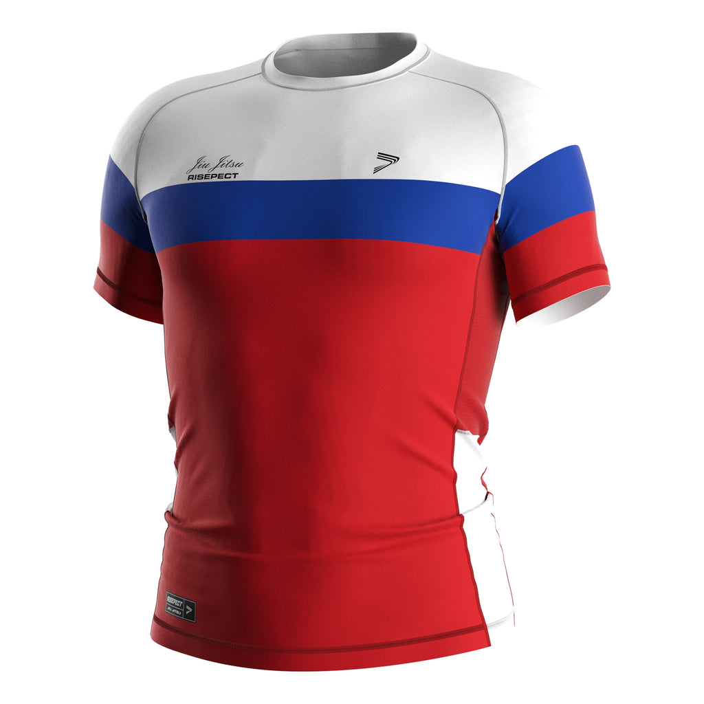 Russian National Elite Rashguard Compression Top Side Vents Muscle Support Anti-bacterial for Fight Training