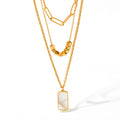 Natural Shell Square Pendant Gold Necklace Jewelry 316l Stainless Steel Layered Collar Necklace