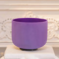 8" Note B Crown Chakra Frosted Quartz Crystal Singing Bowl with Free 8" Purple Bag