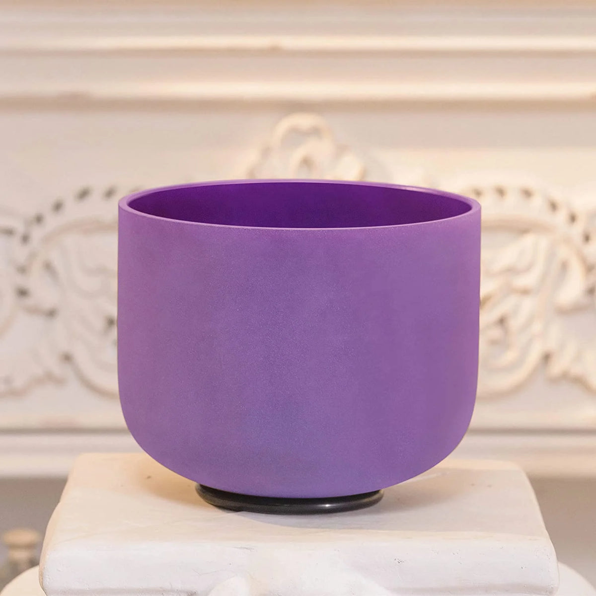 8" Note B Crown Chakra Frosted Quartz Crystal Singing Bowl with Free 8" Purple Bag