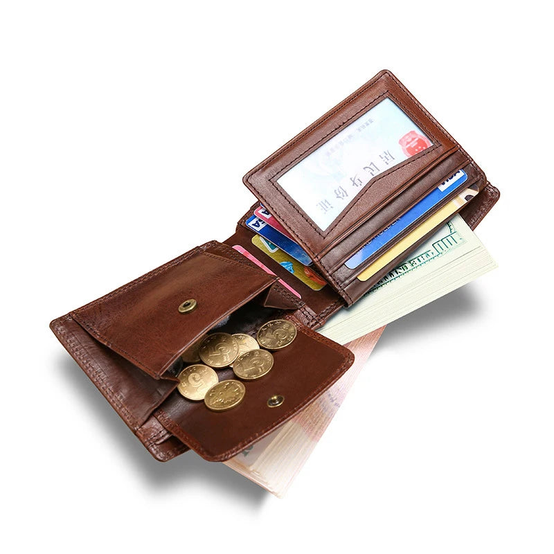 Customized Minimalist Genuine Leather Bifold Money Card Holder Real Leather Men's Purses Rfid Blocking Smart Wallet for Men