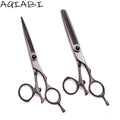 Hair Cutting Scissors Professional 5.5'' 6" AQIABI Japan 440C Thinning Scissors Hairdresser Scissors Swivel Thumb Black A9019