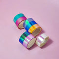 GF 8 Rolls Rainbow Gradient Colored Holographic Laser Masking Tape Set Waterproof Translucent Adhesive Masking Tapes