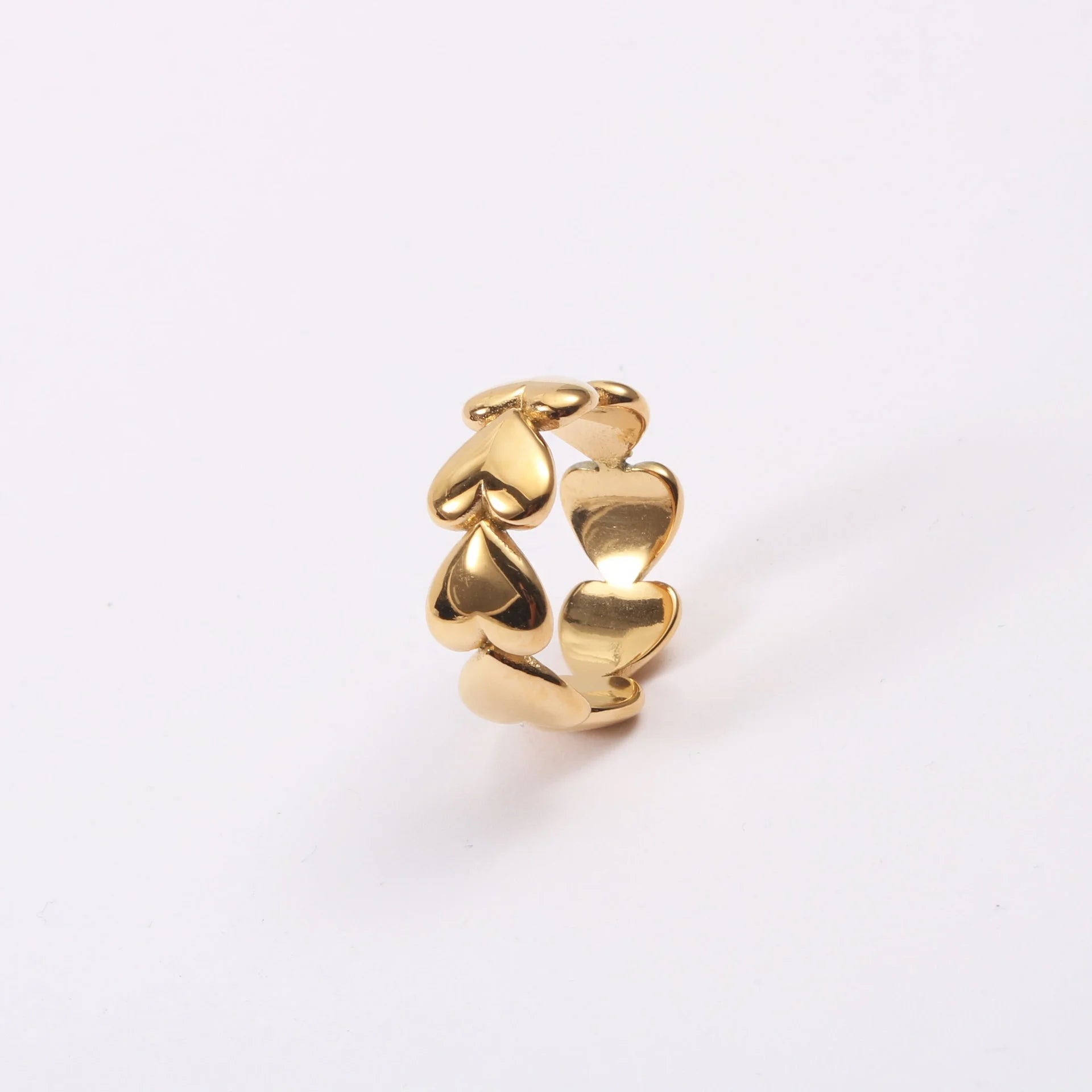 Women Girl Lovely Cute Stainless Steel Multi Hearts Round Ring