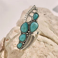2024 Vintage Western Boho Style Turquoise Feather Rings
