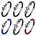 Wholesale Fashionable China Trendy Black Rope Men Bracelet Jewelry with Magnetic Buckle Leather Bracelet