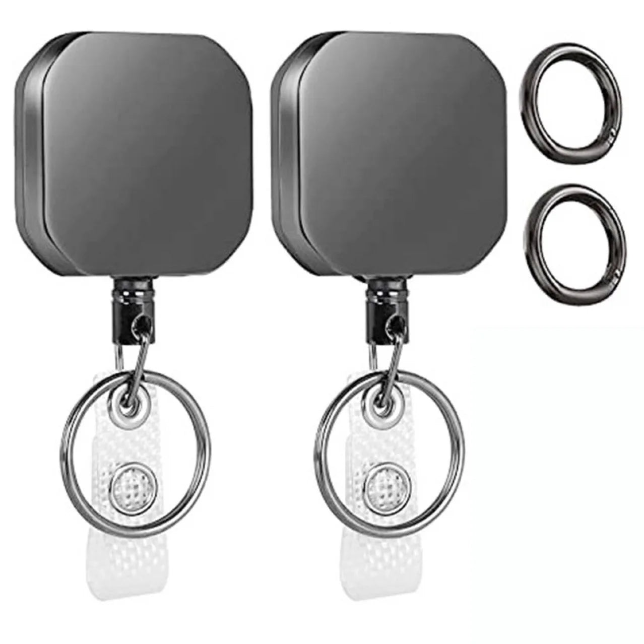 Black Plated 4cm Metal Easy Pull Buckle to Prevent Loss High Elastic Telescopic Key Buckle Easy to Pull Certificate Buckle