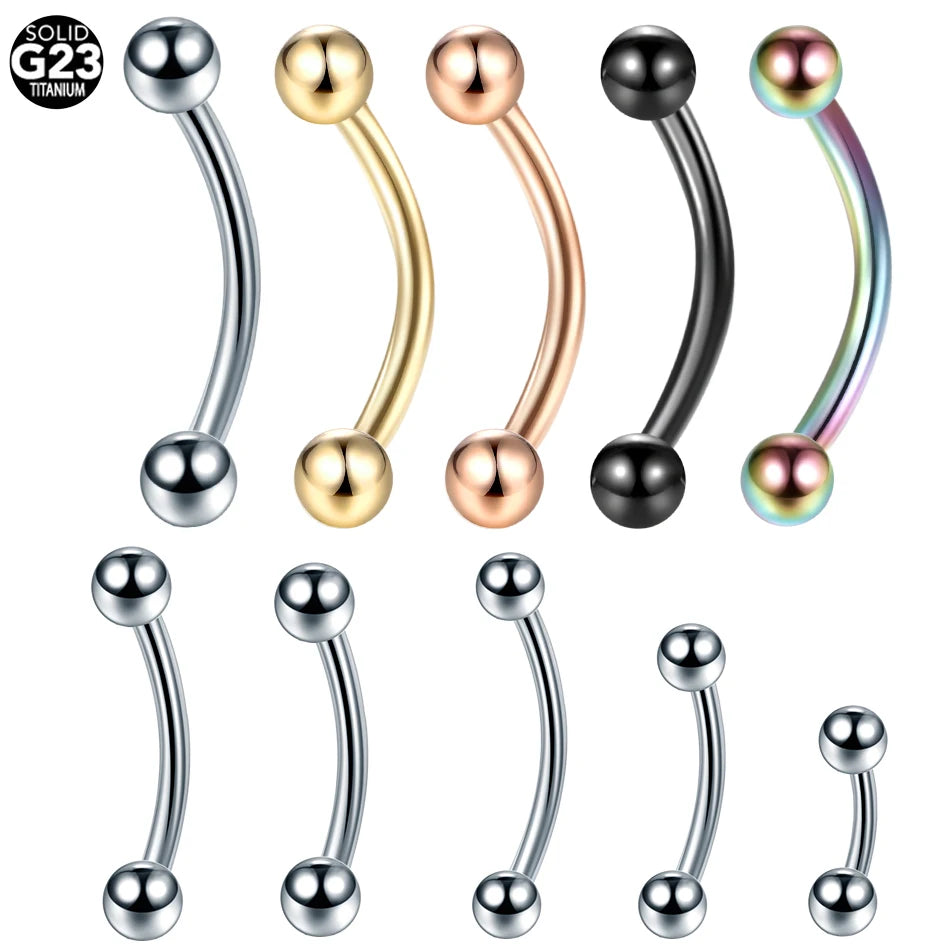 Titanium Internally Threaded 14G&16G Eyebrow Piercing Curved Barbells Tongue Ear Cartilage Lip Piercing Body Jewelry