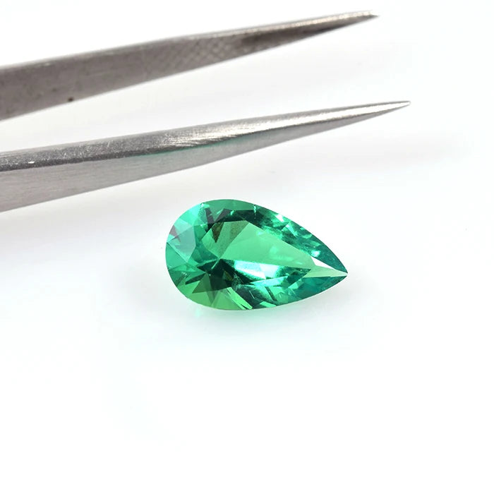 Roomy Colombian Emerald Gemstones Loose Green Pear Cut Lab Grown Emerald Stones