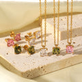 Womens Fashion Jewelry Stainless Steel Earring Simple and Exquisite Earrings White/pink/tea Green Square