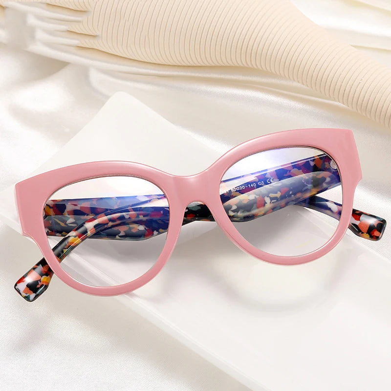 Women's Fashion Oversize Big Rim Frame Prescription Eyeglasses with Anti-blue Light YT Brand